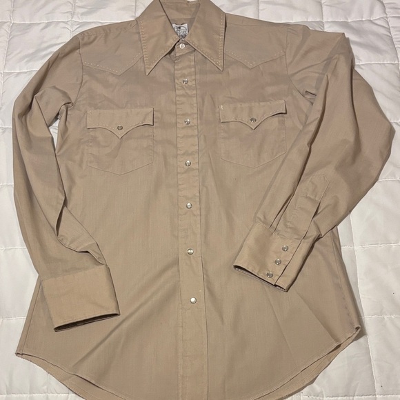 Vintage The Hustler Collection Men's Tan Western Shirt - Picture 1 of 12